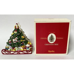 SPODE Christmas Tree Napkin Holder Sculpted 6" X 6"